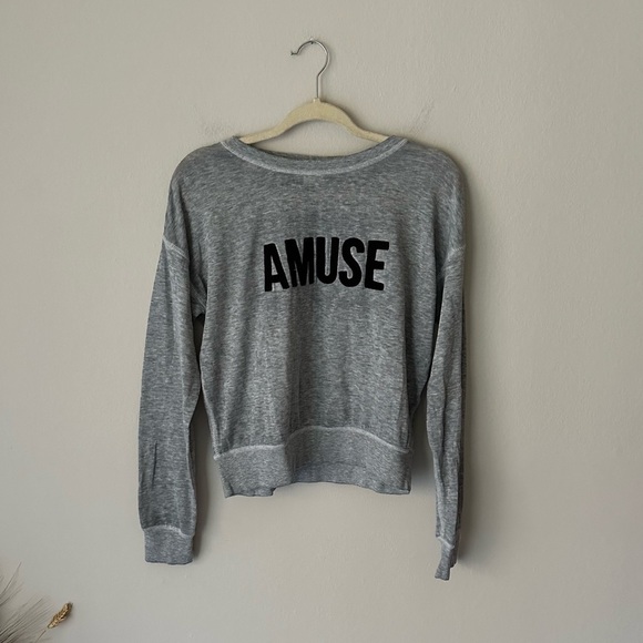 Amuse Society Logo Crewneck Sweatshirt grey Medium - Picture 1 of 8
